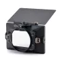Tilta Mirage Pro 136mm matte box with magnetic sun visor open, showing clamp-on system and 45.6 filter holder compatibility
