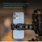 Tilta NATO adapteris Rotatable Phone Mounting Bracket V2 - melns, uzmontēts uz viedtālruņa ar kameras korpusu, nodrošinot drošu fiksāciju pie NATO sliežu sistēmas