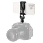 Tilta Rotatable Phone Mounting Bracket V2 with cold shoe adapter attached to a DSLR camera for live monitoring and 360-degree smartphone rotation