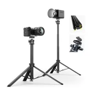 Ulanzi MT93 automātiski atvērtās fotostativas komplekts ar 360 grādu lodveida galvu un Uka ātri atbrīvojošo plati, pilnībā izstiepts ar montētu DSLR kameru fotogrāfijai vai videogrāfijaiUlanzi MT93 automātiski atvērtās fotostativas komplekts ar 360 grādu lodveida galvu un Uka ātri atbrīvojošo plati, pilnībā izstiepts ar montētu DSLR kameru fotogrāfijai vai videogrāfijai