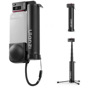 Ulanzi MT98 foldable selfie stick and mini tripod set with extendable 57 cm reach, compact design for 360 cameras, including Insta360, with universal 1/4-inch mount and wrist strap