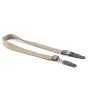 Tilta brown camera shoulder strap featuring Swiss velvet ribbon, leather accents, and durable metal connectors for adjustable comfort
