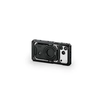 Tilta Khronos iPhone 17 Pro Max case in black, featuring a modular design for filmmaking, rear view highlighting the camera module and attachment points for accessories.