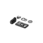 Tilta Khronos iPhone 17 Pro Max Street Snap Kit components in Space Gray – protective cage, Focus PD handle with rechargeable battery compartment, LED panel, 58mm magnetic polarizer filter with black mist effect, and modular fil