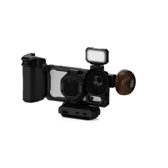 Tilta Khronos iPhone 17 Pro Ultimate Kit with Focus PD Handle, 58mm ND filter, USB-C hub, and wooden grip for professional mobile filmmaking