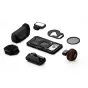 Tilta Khronos iPhone 17 Pro Ultimate Kit - Complete black set featuring the main case, Focus PD Handle, cooling system, USB-C hub with HDMI, ND filters, LED light, and wooden handle for professional mobile filmmaking