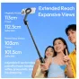 Ulanzi SK26 extendable selfie stick tripod in use with phone clamp, fully extended to 103 cm for group selfies and live streaming, featuring 200° rotation and 8-section alloy pole