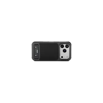 Чехол Tilta Khronos Lite для iPhone 17 Pro черный, вид сзади с магнитной платформой для аксессуаров, двойными камерами, вспышкой и микрофоном.