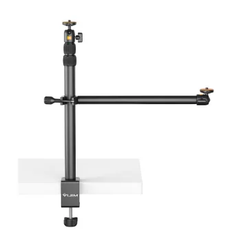 Ulanzi VIJIM LS02 camera desk mount stand with telescoping pole and adjustable auxiliary arm for DSLRs, smartphones, and accessories