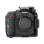 Tilta Camera Cage for Canon C80 front view featuring NATO rail, Cold Shoe, and extended button controls for easy access.