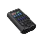 Zoom R4 MultiTrak handheld 4-track recorder with active track display, volume faders, and XLR inputs for professional audio recording