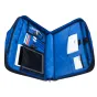 camRade comPanion кейс открыт: отсек для ноутбука с мягкой подкладкой, держатель для планшета, сетчатые карманы и крепление для тележки
