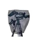 camRade CAM-SC-CVR Security Cover for professional ENG/EFP camera rig with adjustable locking cable, protecting against weather, UV damage, and theft; covering camera with large zoom lens on tripod