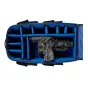CamRade travelMate XL wheeled camera bag interior view with storage for camera equipment, padded compartments, and a pouch for motion sensor LED light