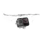 Insta360 Ace Pro 2 underwater housing with transparent optical glass lens submerged in water, featuring secure buckle closure and anti-fog design for 60m depth filming