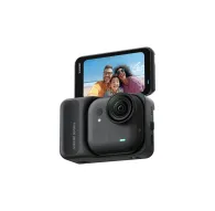 Камера Insta360 GO Ultra черного цвета с записью видео в 4K60, на экране отображается фото на пляже, компактный дизайн и магнитная система крепленияКамера Insta360 GO Ultra черного цвета с записью видео в 4K60, на экране отображается фото на пляже, компактный дизайн и магнитная система крепления