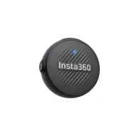 Insta360 Mic Air Transmitter wireless microphone front view with compact design and blue LED indicatorInsta360 Mic Air Transmitter wireless microphone front view with compact design and blue LED indicator