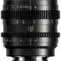 Thypoch Simera-C 35mm T1.5 cine lens featuring T-stop aperture markings, a focus ring with distance markings, and a black body with gold accents for professional filmmaking.