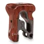 Tilta TA-LWH left-side wooden camera handle with polished walnut grip and tactical gray aluminum frame for ergonomic handheld shooting