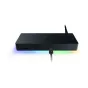 Razer Thunderbolt 4 Dock Chroma with RGB lighting and connected Thunderbolt 4 cable, sleek black design for high-speed dual 4K connectivity to PC and Mac.