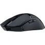 Razera Cobra HyperSpeed bezvadu spēļu pele melnā krāsā ar simetrisku ergonomisku dizainu, teksturētu rokturi, sānu pogām un centrālo ritināšanas riteni.