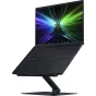 Razera melnā regulējamā laptopa statīva ar ventilācijas izgriezumiem, nodrošina ergonomisku pozīciju spēlēm un darbam