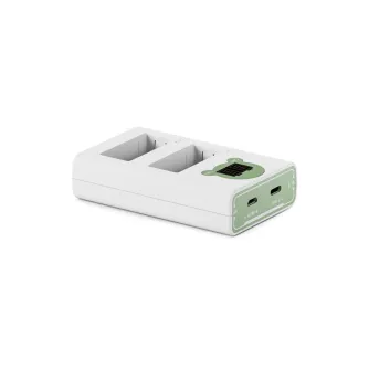 Зарядное устройство Tilta NP-W126S для двух аккумуляторов с ЖК-дисплеем, цвет ash green, с портами USB-C и Micro-USB для зарядки Fujifilm батарей