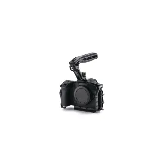 Tilta black camera cage for Canon R6 Mark III featuring a top handle, cable clamp, and ARCA-compatible bottom plate.
