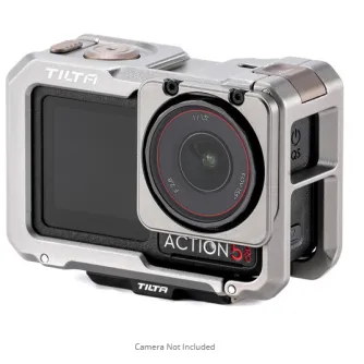 Tilta TA-T72-A-TG titāna pelēkā modulāra kameras korpuss DJI Osmo Action 5 Pro ar ātri atbrīvojamu bāzi un magnētisko filtru atbalstu