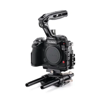 Tilta Camera Cage for Panasonic S1R II Base Kit with top handle, ARCA plate, and adjustable 15mm baseplate for secure tripod mounting