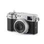 Fujifilm X100VI silver camera with top hot shoe area, ideal for attaching Tilta Top Mounting Kit for enhanced grip and protection