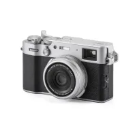 Fujifilm X100VI silver camera with top hot shoe area, ideal for attaching Tilta Top Mounting Kit for enhanced grip and protectionFujifilm X100VI silver camera with top hot shoe area, ideal for attaching Tilta Top Mounting Kit for enhanced grip and protection