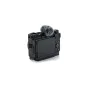 Tilta Vintage Camera Cage for Canon PowerShot V1 in black with attached furry windscreen and cold shoe adapter.