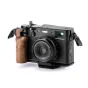 Fujifilm X100VI with Tilta Vintage Camera Cage - black walnut grip, L-bracket, and thumb grip for enhanced stability and travel convenience