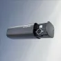 Ulanzi A21 wireless microphone transmitter with Lightning connector, sleek black and white design, featuring a digital display and ventilation holes