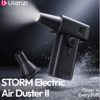 Ulanzi STORM Electric Air Duster II with bright LED light, sleek design, and blowing nozzle for cleaning electronics and cameras