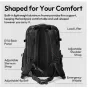 Ulanzi B172 BC007 28L tactical camera backpack rear view with ergonomic support features and labeled comfort elements