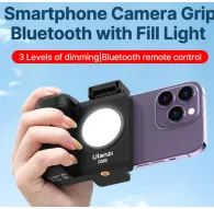 Ulanzi CG-02 mobilā telefona kameras rokturis ar integrēto LED gaismu un Bluetooth tālvadību, trīs gaismas intensitātes līmeņi, piestiprināts pie viedtālruņa uzlabotai mobilajai fotografēšanaiUlanzi CG-02 mobilā telefona kameras rokturis ar integrēto LED gaismu un Bluetooth tālvadību, trīs gaismas intensitātes līmeņi, piestiprināts pie viedtālruņa uzlabotai mobilajai fotografēšanai