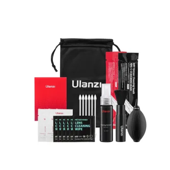 Ulanzi CO72 10-in-1 cleaning kit with brushes, blower, cleaning fluid, swabs, wipes, microfiber cloths, and storage pouch for APS-C sensors and optics