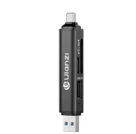 Ulanzi CR1 3-in-1 card reader with USB-C and USB-A ports, featuring SD and microSD slots for fast 170 MB/s data transferUlanzi CR1 3-in-1 card reader with USB-C and USB-A ports, featuring SD and microSD slots for fast 170 MB/s data transfer