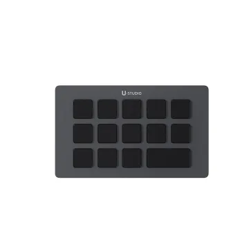Ulanzi D200H Stream Deck Smart Keyboard with 13 customizable LCD buttons, top view showcasing sleek design and inactive display