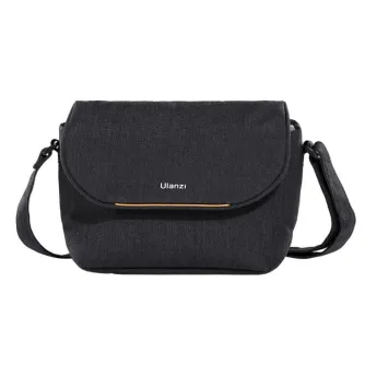 Ulanzi F02 black camera sling bag with a sleek design, water-resistant polyester exterior, and adjustable strap for versatile carry.