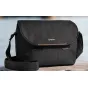 Ulanzi F02 black camera sling bag with expandable 3L-4L capacity, water-resistant exterior, and adjustable strap for versatile single-shoulder or crossbody carry.