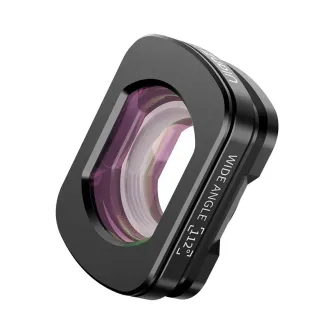 Широкоугольный объектив Ulanzi F35 для DJI Osmo Pocket 3 с углом обзора 112°, магнитное крепление и высококачественные оптические элементы с пурпурным и зеленым покрытиями.