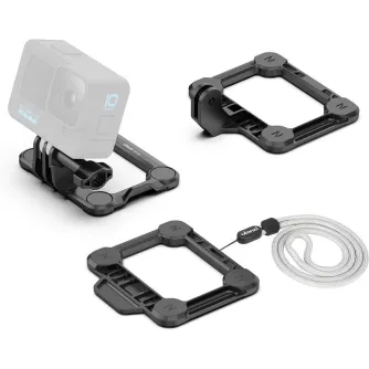 Магнитная быстрая крепёжная система Ulanzi GP-16 для GoPro HERO 10 с механизмом быстрого освобождения, адаптерами под 2 и 3 штырька и лямкой для переноски.