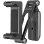 Ulanzi HP004 multifunctional crab tripod in black aluminum alloy, featuring adjustable hinges, dual cold shoe mounts, and Arca/1/4-inch thread compatibility, designed for smartphones 2.36-3.74 inches.