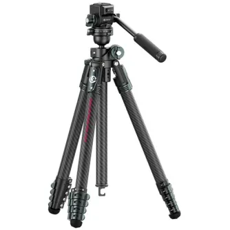 Ulanzi JJ06 carbon fiber travel tripod with fluid ball head, split center column, and pan handle for overhead and low-angle photography