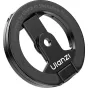 Стойка Ulanzi MA02 MagLock с центральным магнитным кольцом, резьбой 1/4-20 и складным магнитным крюком, демонстрирующая элегантный алюминиевый дизайн с видимым брендингом Ulanzi.
