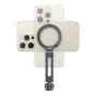 Ulanzi MA07 MagLock 1/4 Cold Shoe Bracket with smartphone attached, top view showing magnetic ring and universal mount compatibility