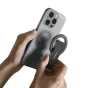 Ulanzi MA60 foldable magnetic phone tripod with a strong 14N magnet securely attached to a smartphone for stable vlogging and mobile content creation.